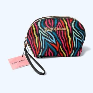 Juicy Couture Multicolor Zebra Print Cosmetic Bag + Wristlet Strap